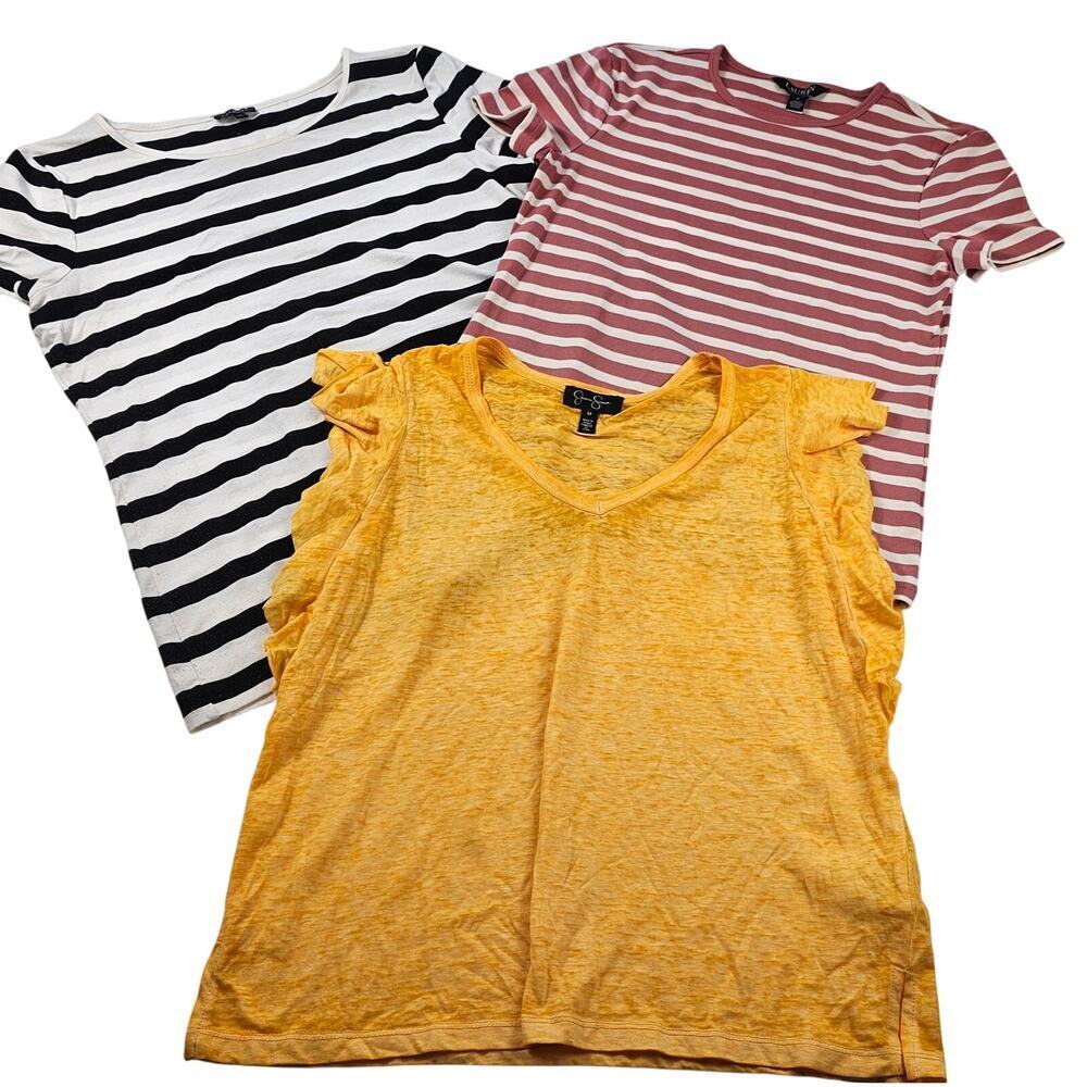 Lot of 3 womens tops shirts blouses sz M mixed brands career casual summer